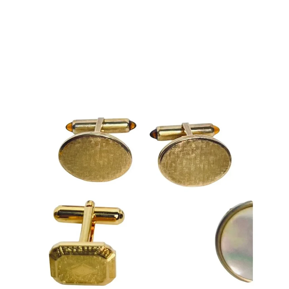 Lot Of 3 Gold Tone Cufflinks (6139)